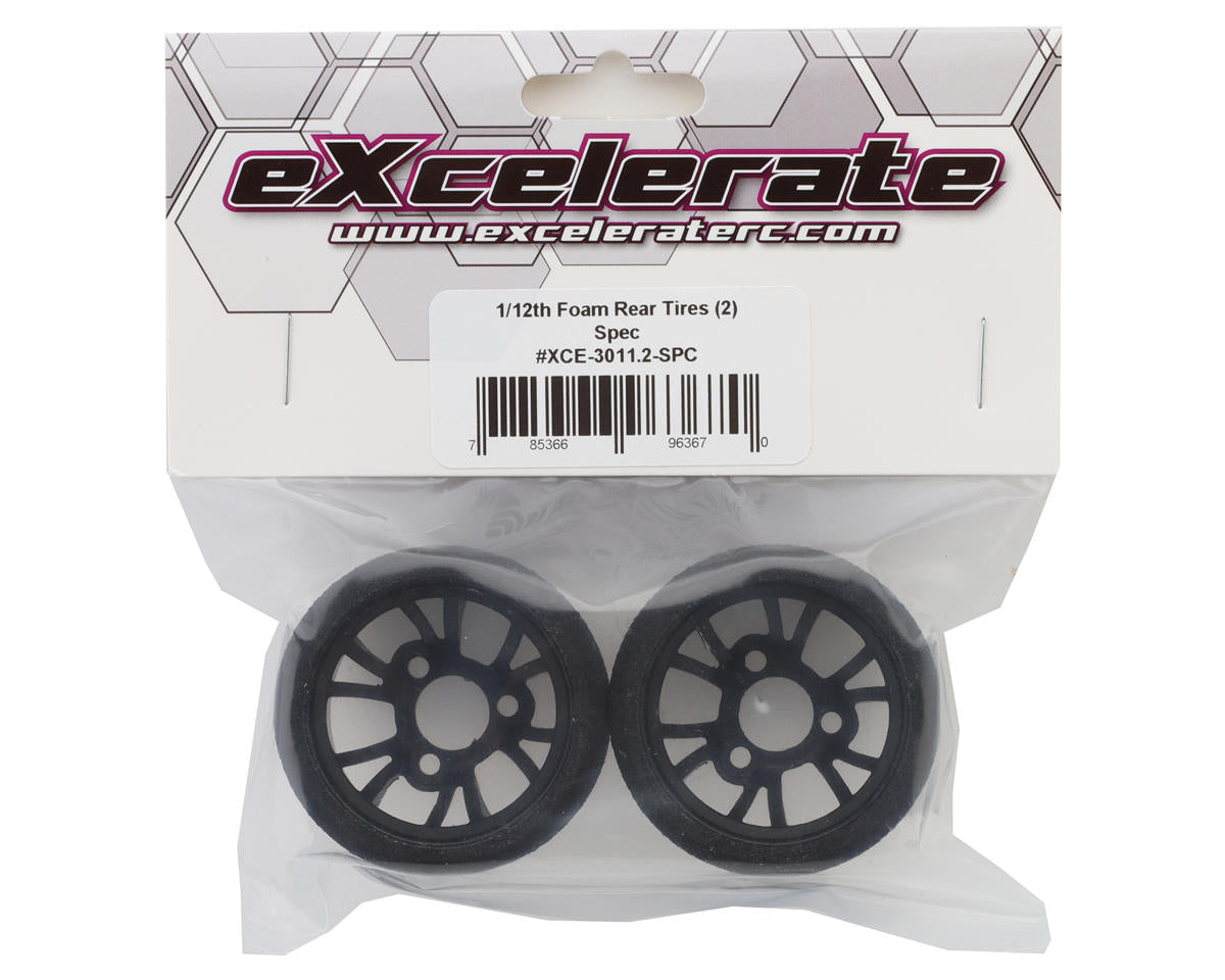 eXcelerate 1/12 Pan Car Pre-Mounted Rear Foam Tires (2) (Spec)