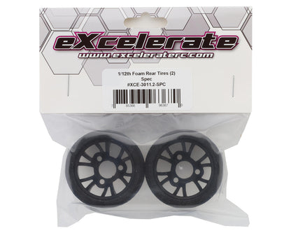 eXcelerate 1/12 Pan Car Pre-Mounted Rear Foam Tires (2) (Spec)