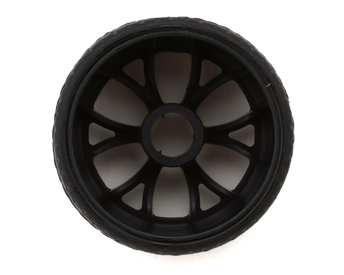 eXcelerate R12 1/12 Front & Rear Pan Car Rubber Pre-Mounted Tires Set (Black)