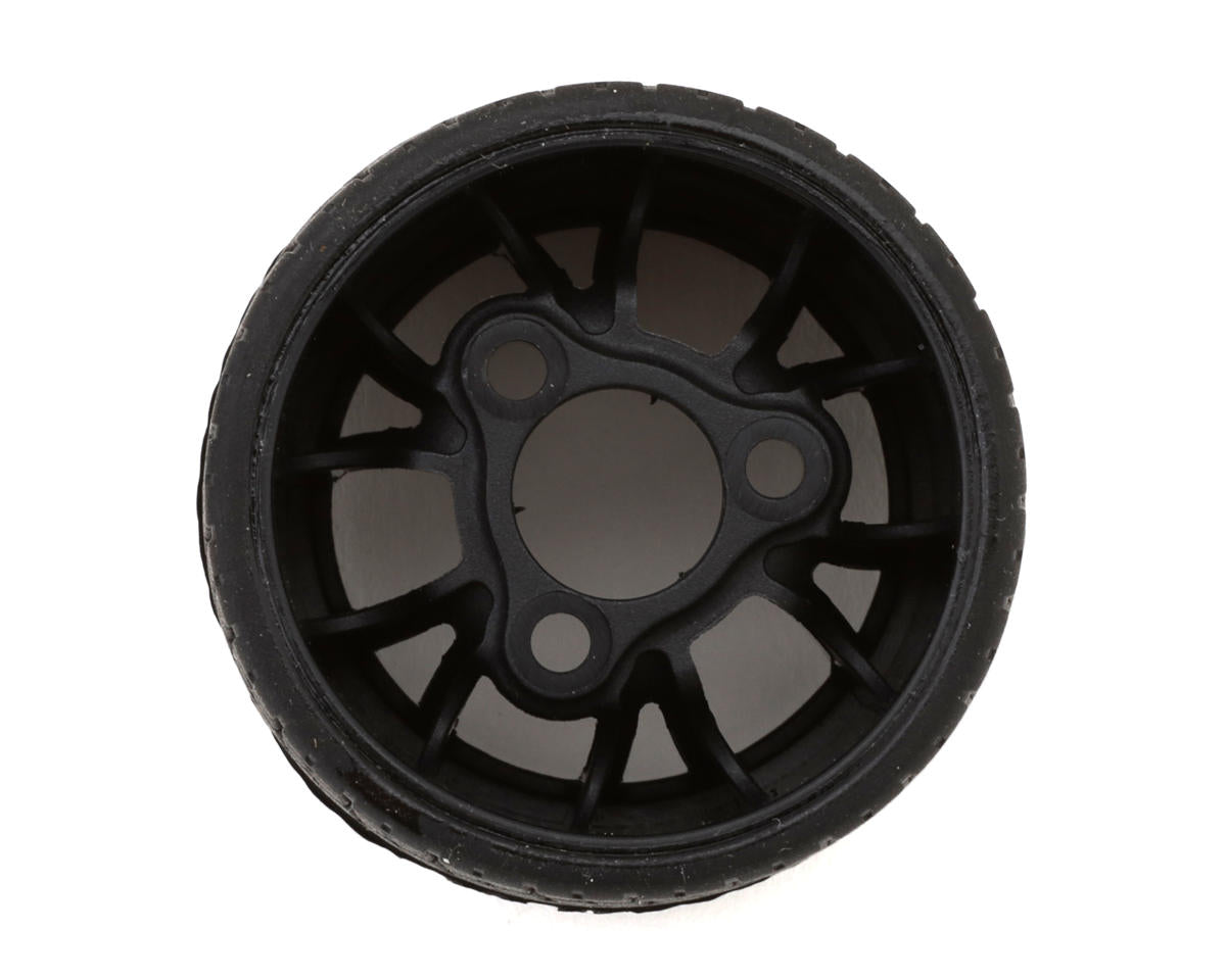 eXcelerate R12 1/12 Front & Rear Pan Car Rubber Pre-Mounted Tires Set (Black)