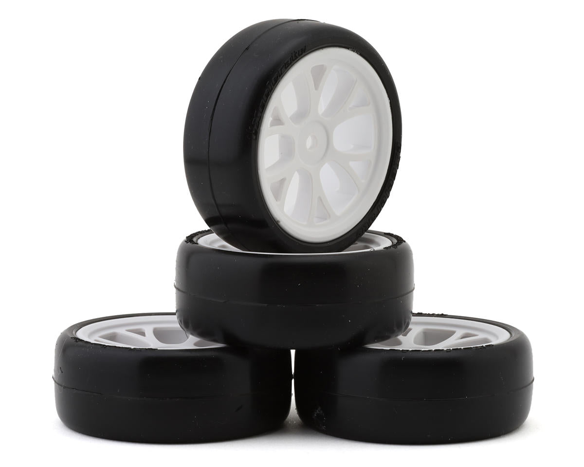 eXcelerate 1/10 Pre-Mounted Touring Car Carpet Tires (White) (4)