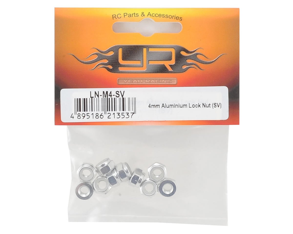 Yeah Racing 4mm Aluminum Lock Nut (10) (Silver)