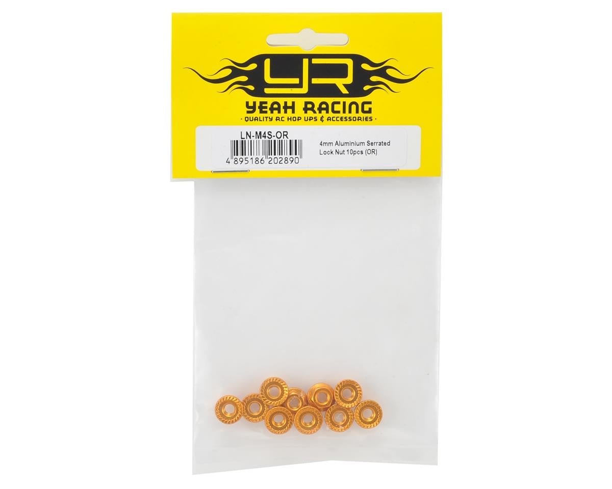 Yeah Racing 4mm Aluminum Serrated Lock Nut (10) (Orange)
