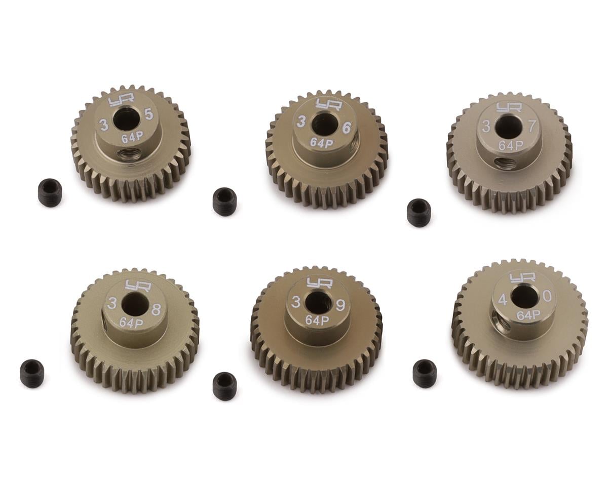 Yeah Racing Hard Coated 64P Aluminum Pinion Gear Set (35, 36, 37, 38, 39, 40T)