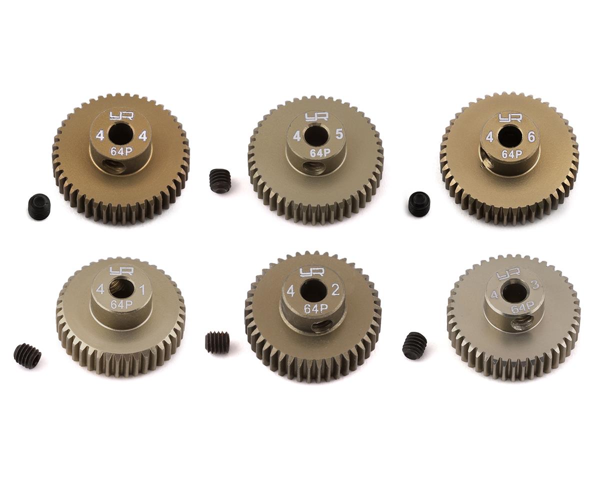Yeah Racing Hard Coated 64P Aluminum Pinion Gear Set (41, 42, 43, 44, 45, 46T)