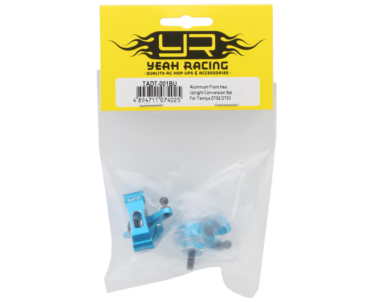 Yeah Racing Tamiya DT02/DT03 Aluminum Front Hex Upright Conversion Set (Blue)