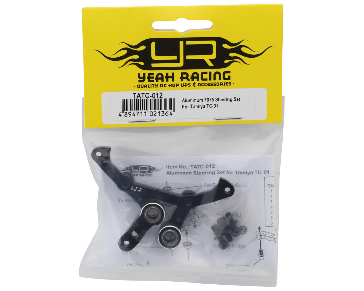 Yeah Racing Tamiya TC-01 Aluminum 7075 Steering Bellcrank Set (Black)