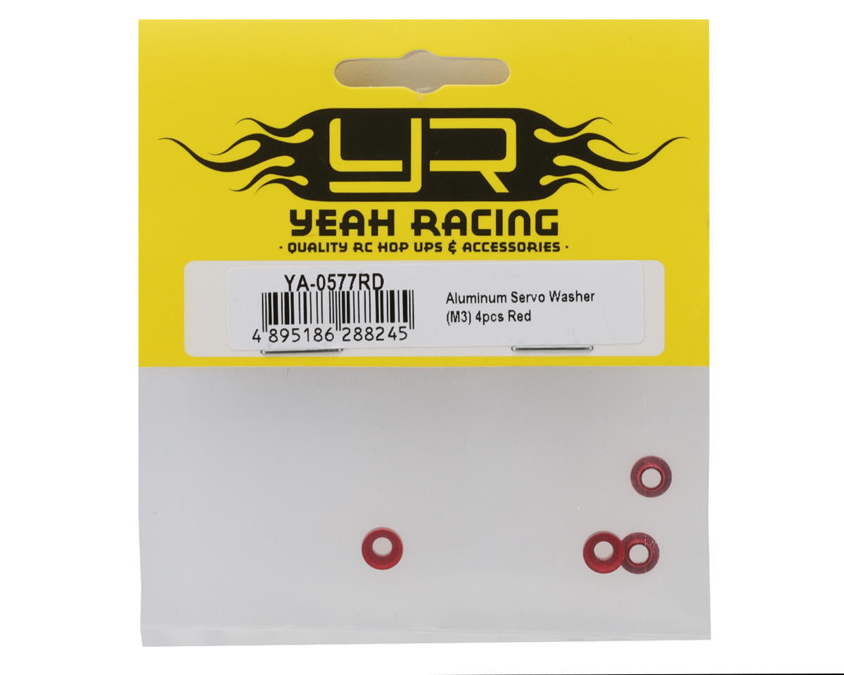 Yeah Racing Aluminum Servo Grommet Washers (Red) (4)