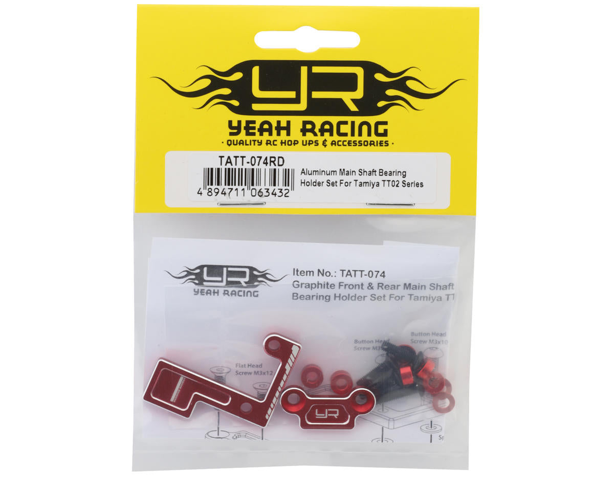 Yeah Racing Tamiya TT-02 Aluminum Main Shaft Bearings Holder Braces Set (Red)