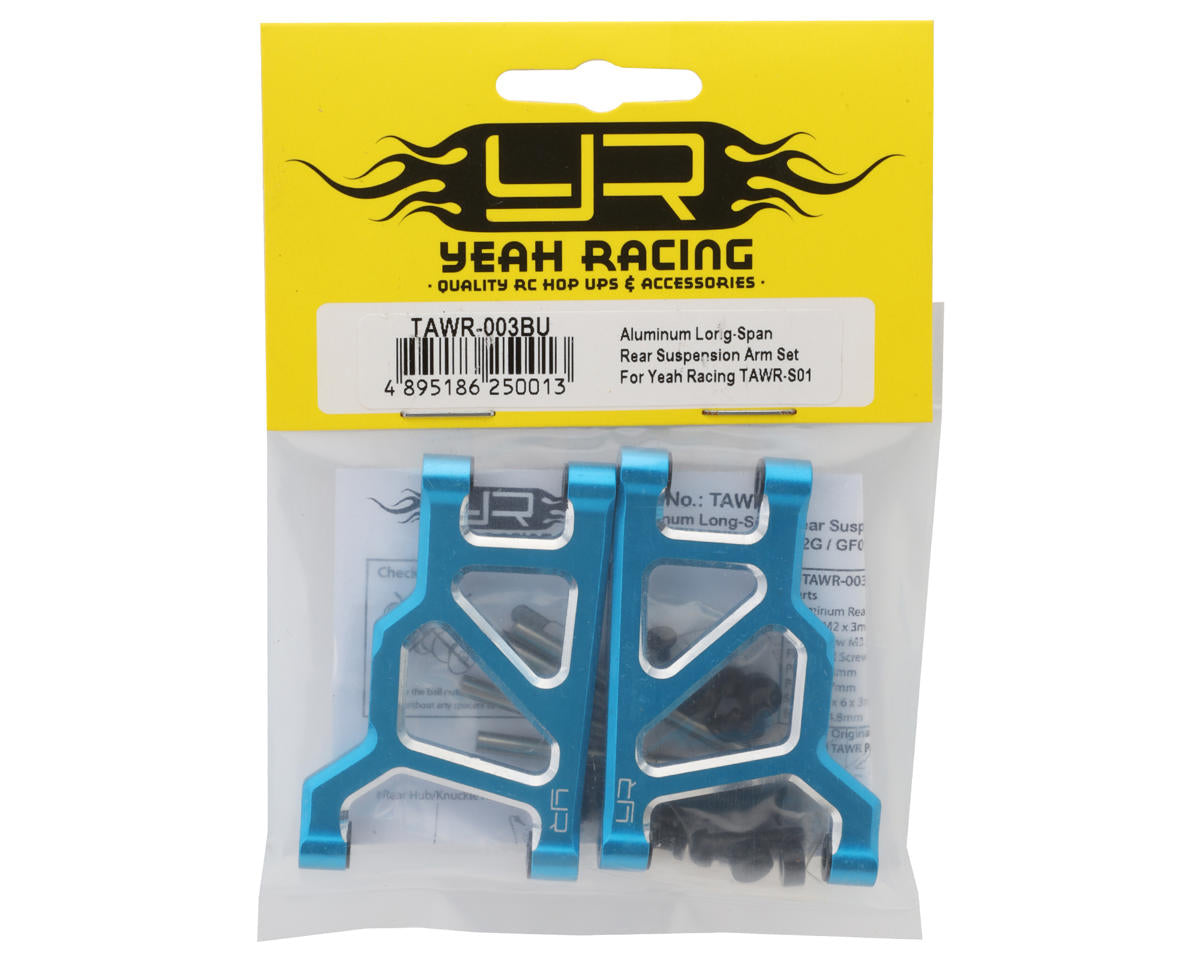 Yeah Racing Tamiya WR02/GF01 Aluminum Long-Span Rear Suspension Arms (Blue) (2)