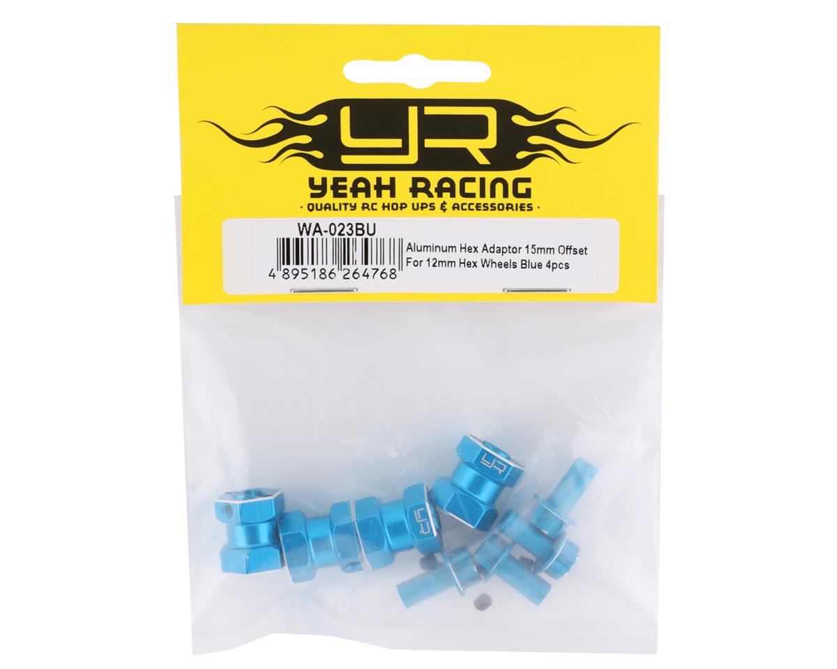 Yeah Racing 12mm Aluminum Hex Adaptors (Blue) (4) (15mm Offset)