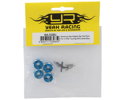 Yeah Racing Aluminum 12mm Hex Adaptor Set (Blue) (4) (5.5mm)