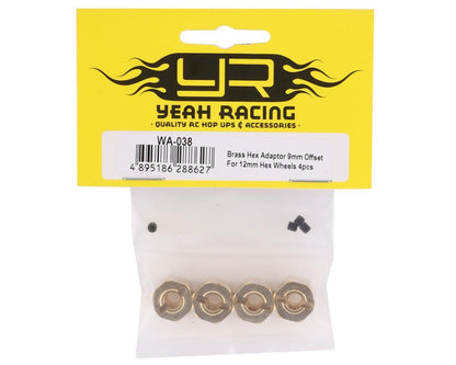 Yeah Racing 12mm Brass Wheel Hexes (4) (9mm Offset)