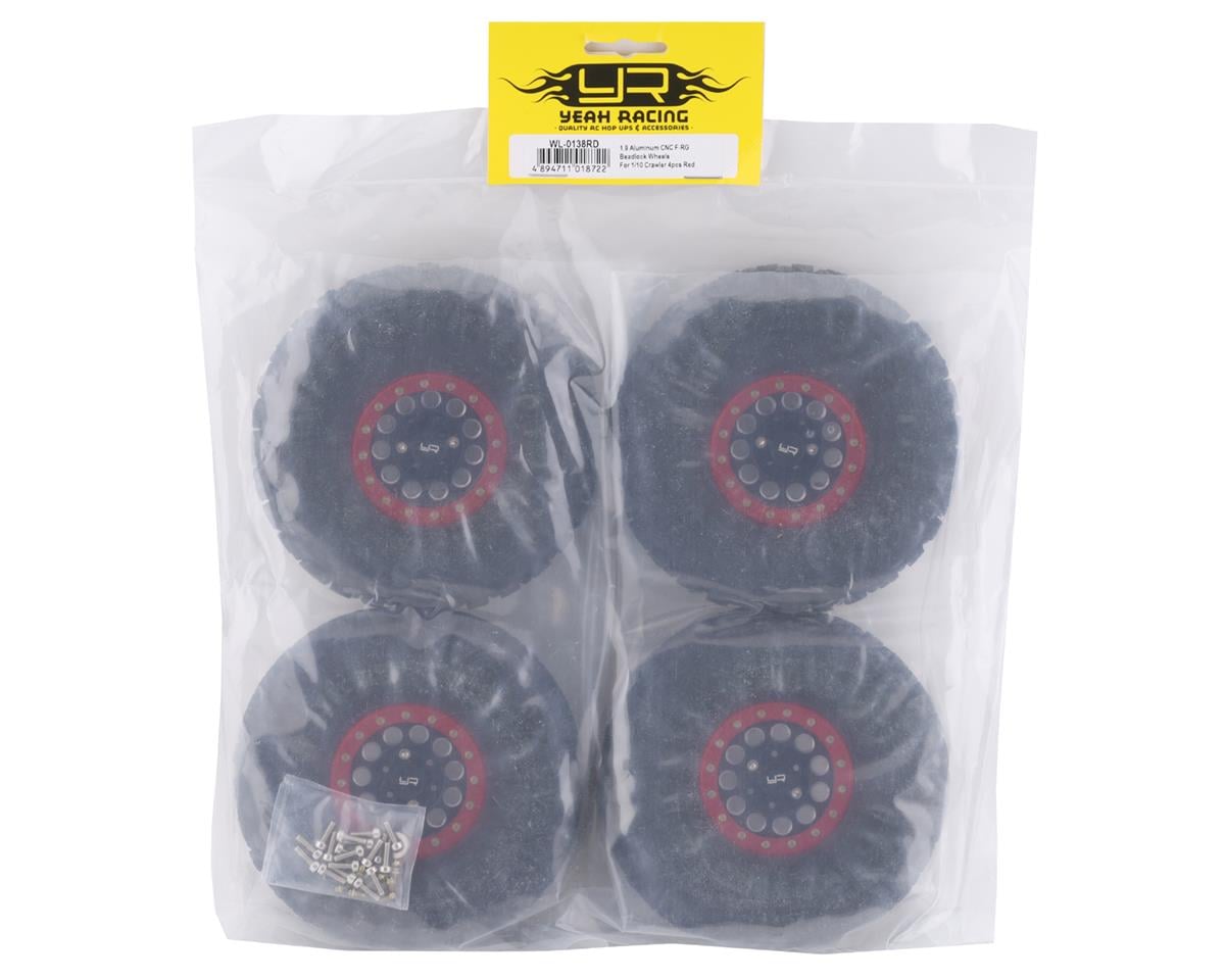 Yeah Racing Claw 1.9" Pre-Mounted Tires w/Aluminum Beadlock Wheels (Black) (4)