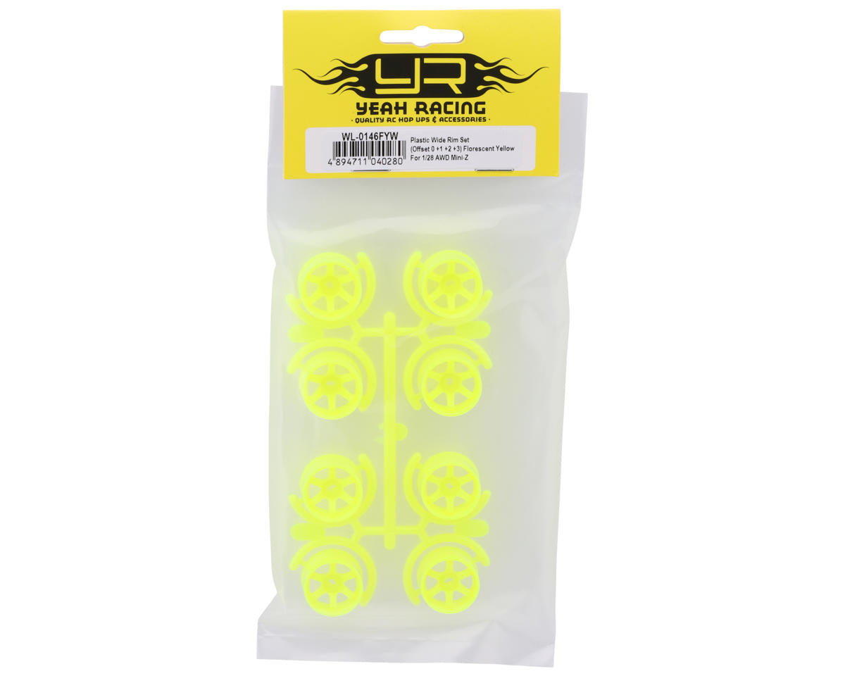 Yeah Racing Mini-Z AWD 11mm 5-Spoke Wide Rims Set (Florescent Yellow)