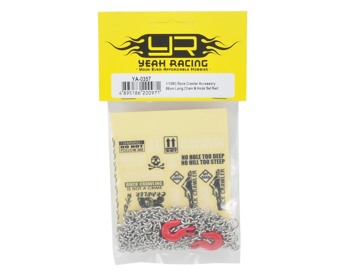 Yeah Racing 96cm 1/10 Crawler Scale Steel Chain Accessory w/Red Hooks (Silver)