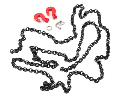 Yeah Racing 96cm 1/10 Crawler Scale Steel Chain Accessory w/Red Hooks (Silver)