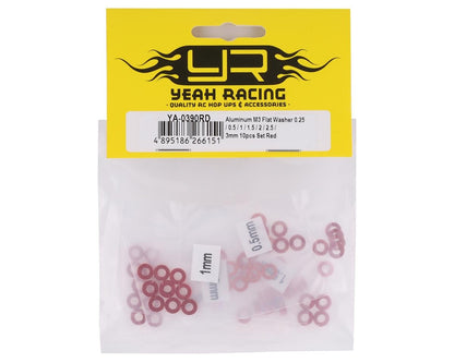 Yeah Racing 3x0.25/0.5/1.5/2/2.5/3mm Flat Washer Set (Red) (70)