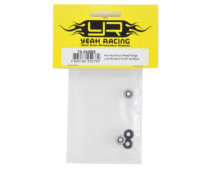 Yeah Racing 4mm Aluminum Serrated Wheel Lock Nut (4) (Black)