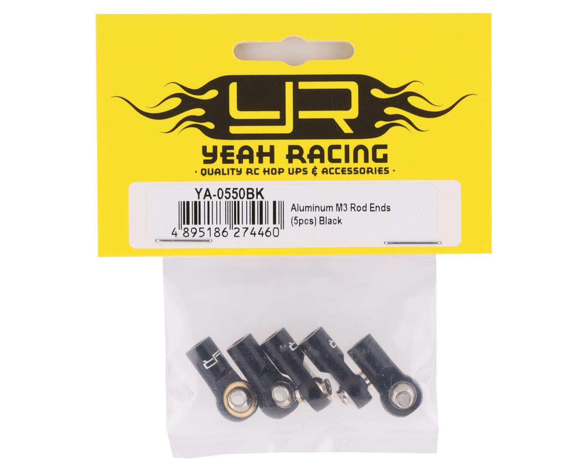 Yeah Racing 3mm Aluminum Threaded Rod Ends (Black) (5) (Standard Thread)