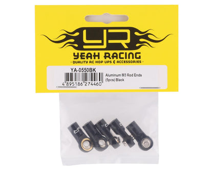 Yeah Racing 3mm Aluminum Threaded Rod Ends (Black) (5) (Standard Thread)