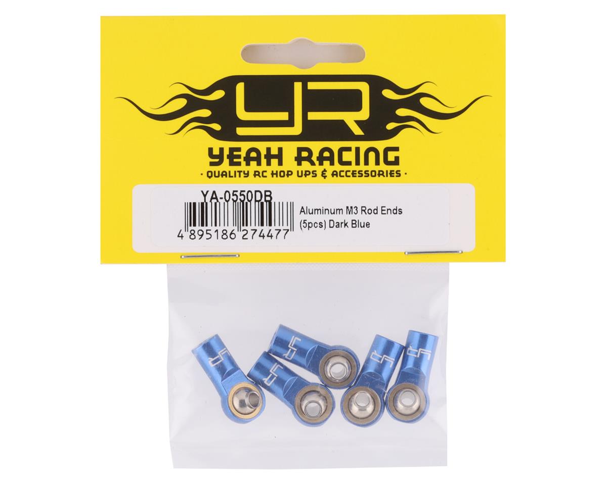 Yeah Racing 3mm Aluminum Threaded Rod Ends (Blue) (5) (Standard Thread)