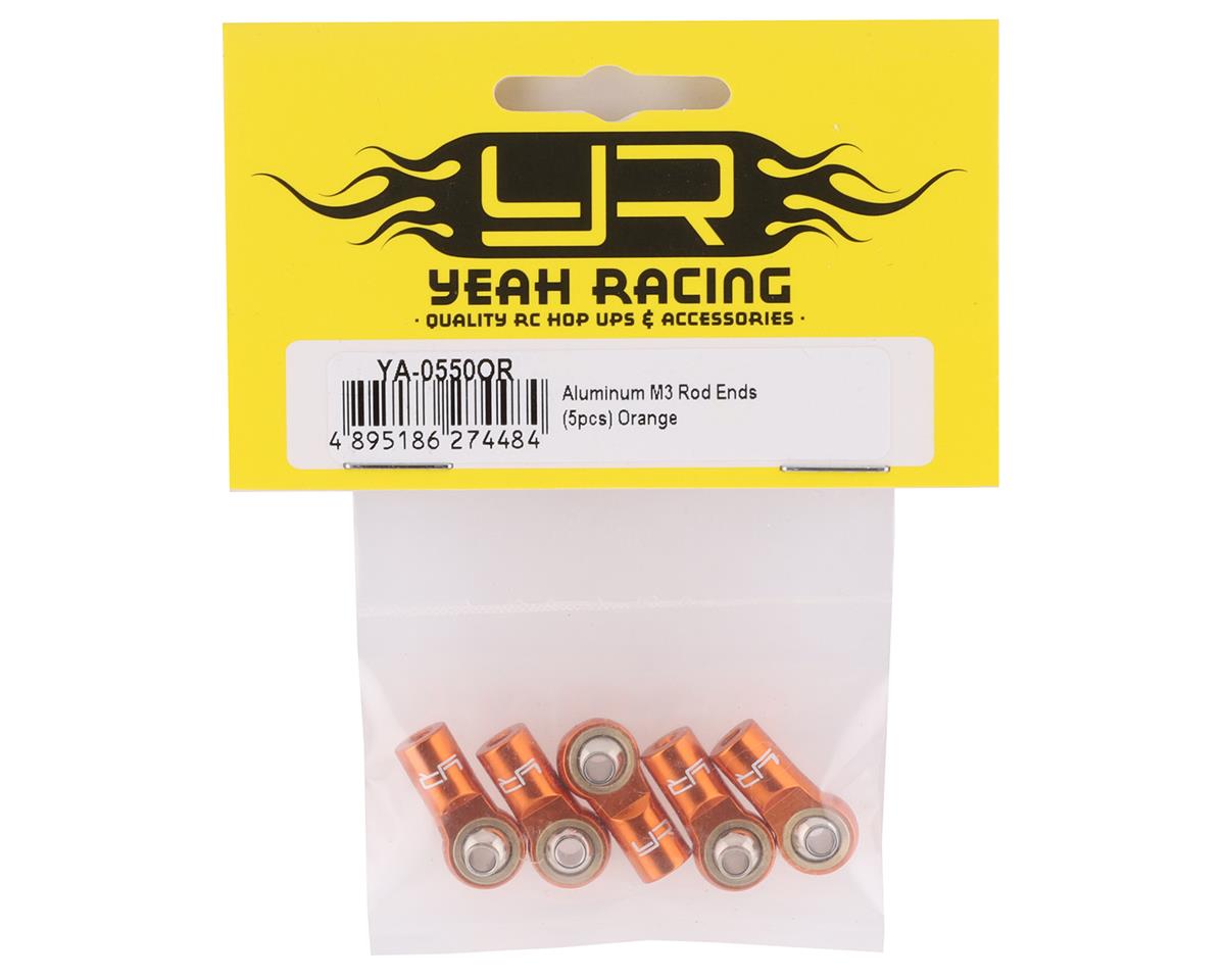 Yeah Racing 3mm Aluminum Threaded Rod Ends (Orange) (5) (Standard Thread)