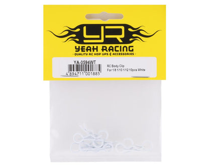 Yeah Racing Body Clips (White) (10) (1/10 or 1/8 Scale)