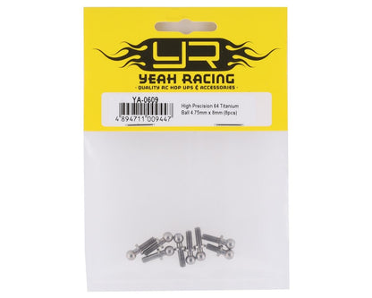 Yeah Racing 4.75x8mm Titanium Ball Studs (8)
