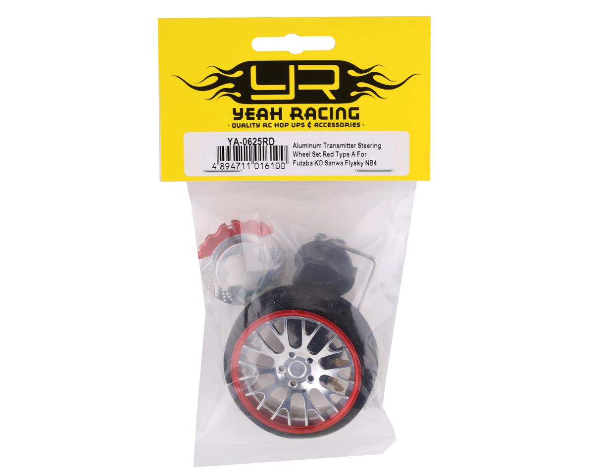 Yeah Racing Type A Aluminum Transmitter Steering Wheel Set (Red)