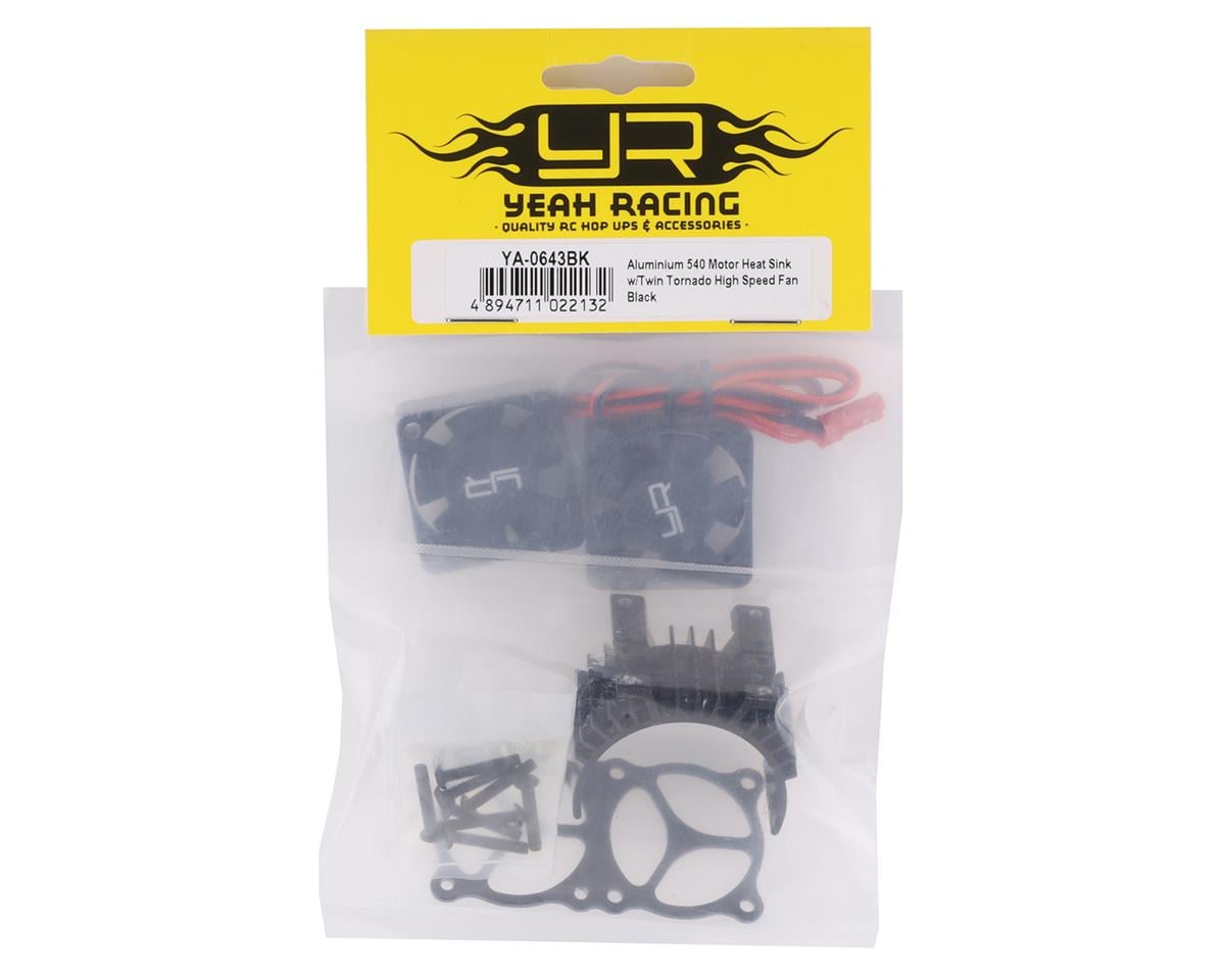 Yeah Racing Aluminum 540/550 Motor Heat Sink w/Twin Tornado Fans (Black)
