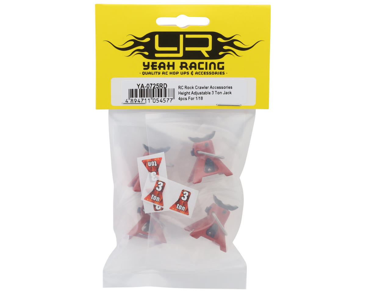 Yeah Racing 1/18 & 1/24 Micro Crawler Adjustable Height 3 Ton Jack (Red) (4)
