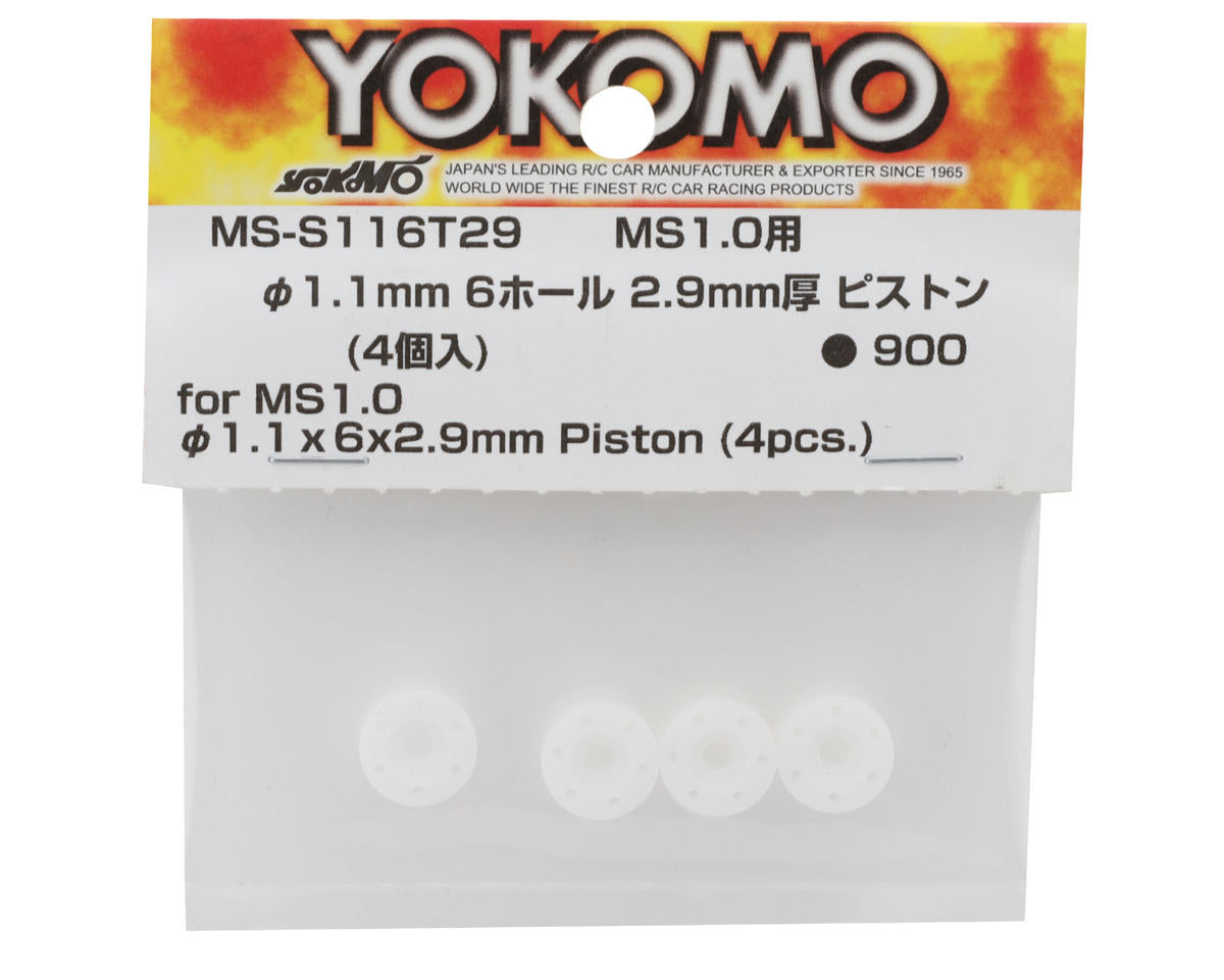 Yokomo MS1.0 2.9mm Thick Shock Pistons (6x1.1mm) (4)