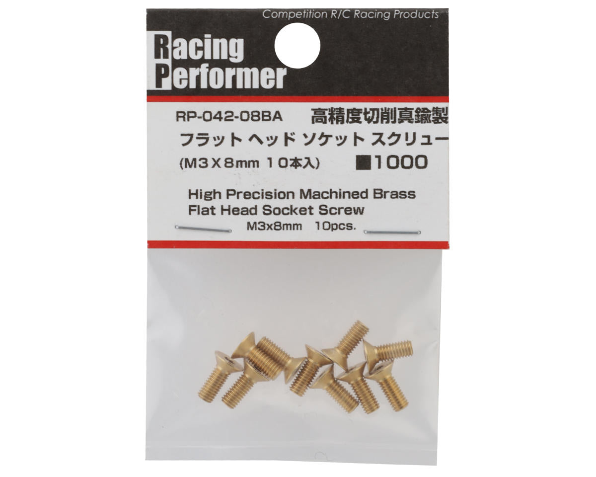 Yokomo Brass Flat Head Screws (10) (3x8mm)