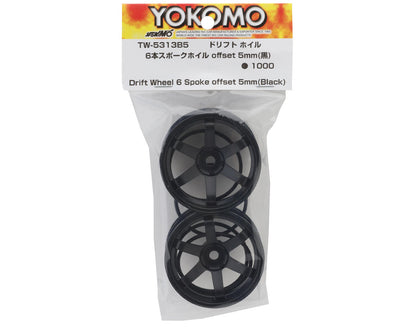 Yokomo 6-Spoke Drift Wheels (Black) (2) (5mm Offset)