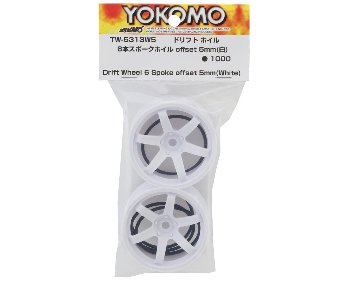 Yokomo 6-Spoke Drift Wheels (White) (2) (5mm Offset)