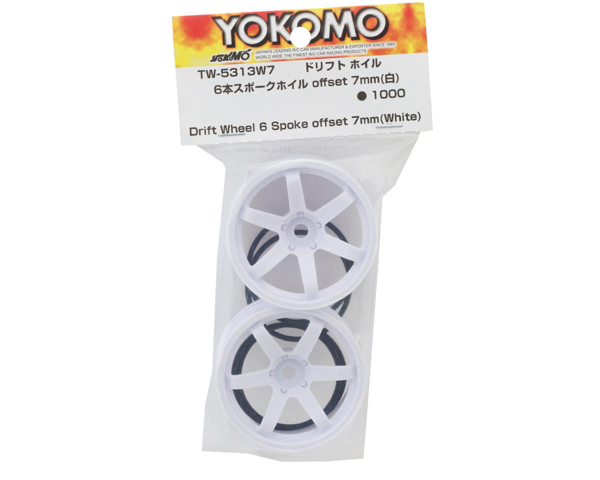Yokomo 6-Spoke Drift Wheels (White) (2) (7mm Offset)