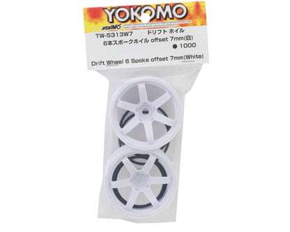 Yokomo 6-Spoke Drift Wheels (White) (2) (7mm Offset)