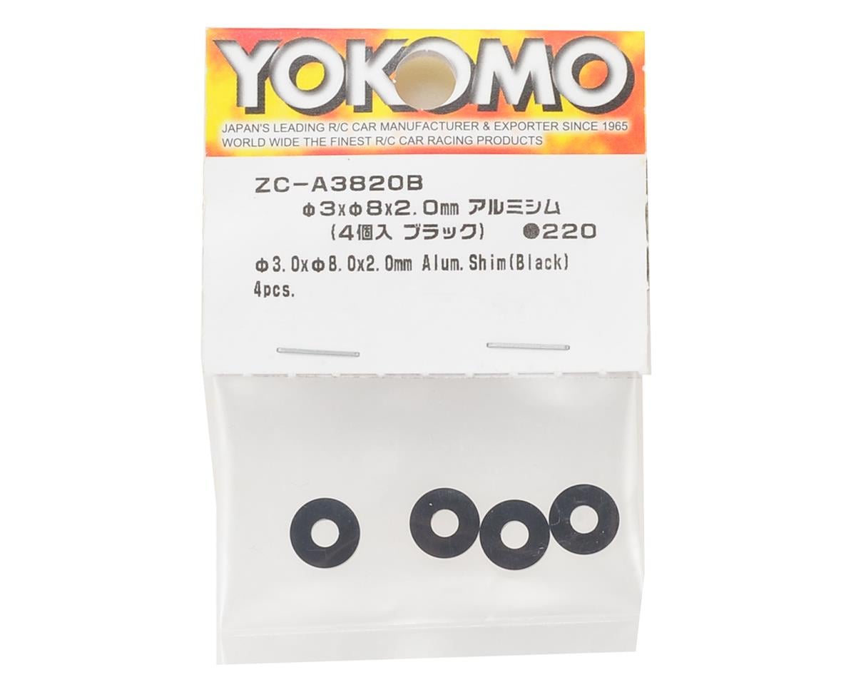 Yokomo 3x8x2mm Aluminum Spacer (Black) (4)