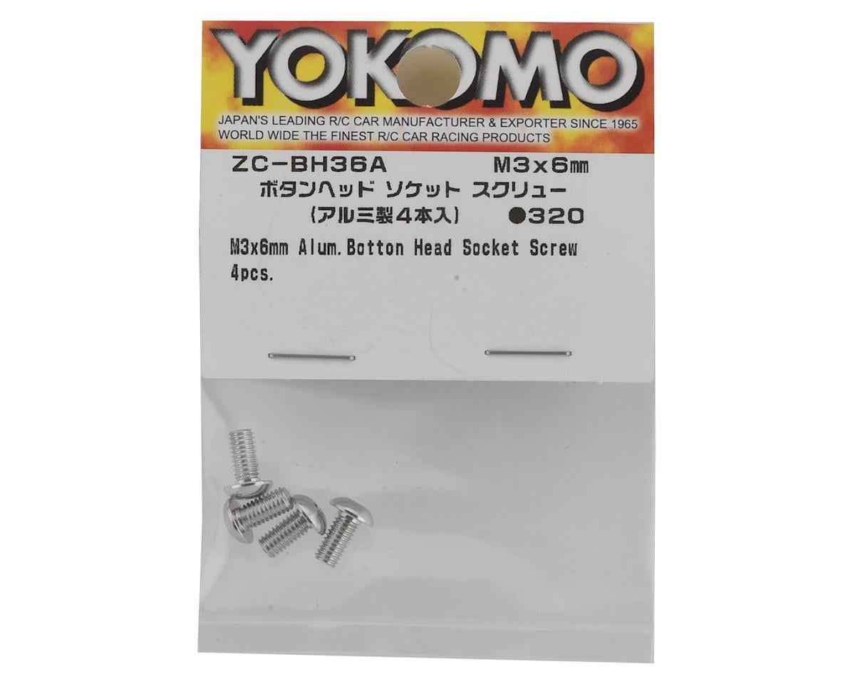 Yokomo 3x6mm Aluminum BD9 Button Head Hex Screw (4)