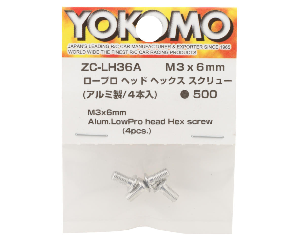 Yokomo 3x6mm Aluminum Low Profile Button Head Screw (4)
