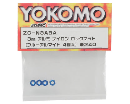 Yokomo 3mm Aluminum Thin Locknut (Blue) (4)