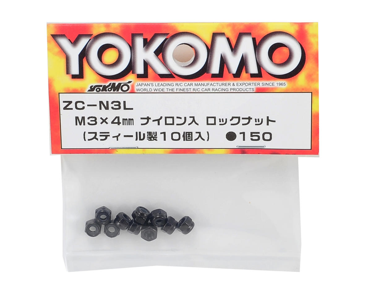 Yokomo 3x4mm Nylon Locknut (Black) (10)